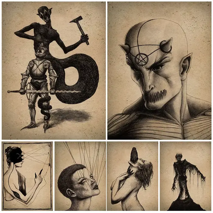 Affiche d'art du mauvais esprit et du diable Terrible