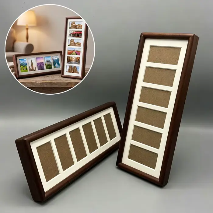 Cadre photo en bois multi-grilles style bande de film