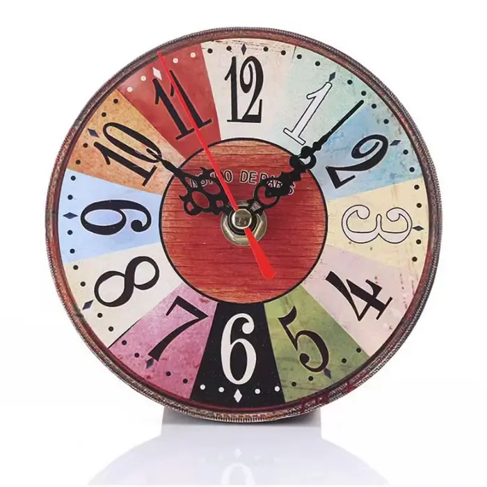 Horloge murale en bois vintage, horloge de bureau créative, décoration de salon, style européen