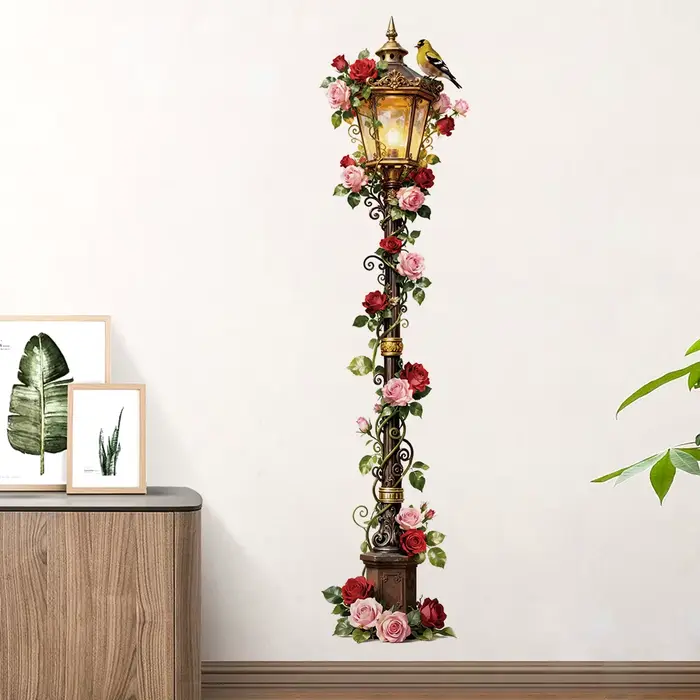 Autocollants muraux vintage en forme de lampadaire