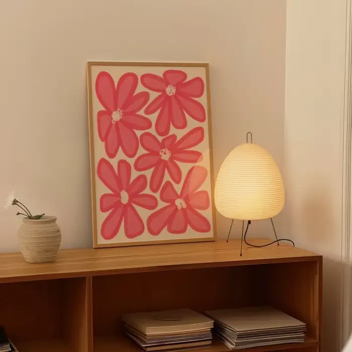 Affiche murale imprimée de fleurs roses