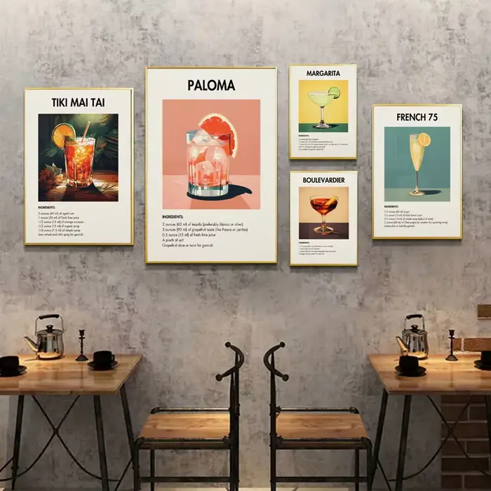 Classique Simple Bar boissons liqueur Cocktail barman recette affiche toile Art peinture impressions maison chambre Bar décoration murale