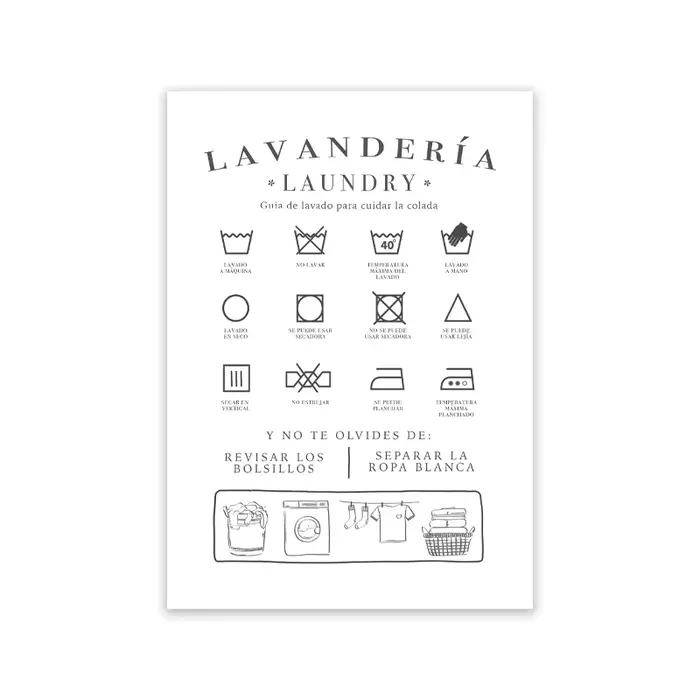 LAMINA LAVANDERIA espagnol buanderie mur Art décoration toile peinture photo minimaliste affiche esp