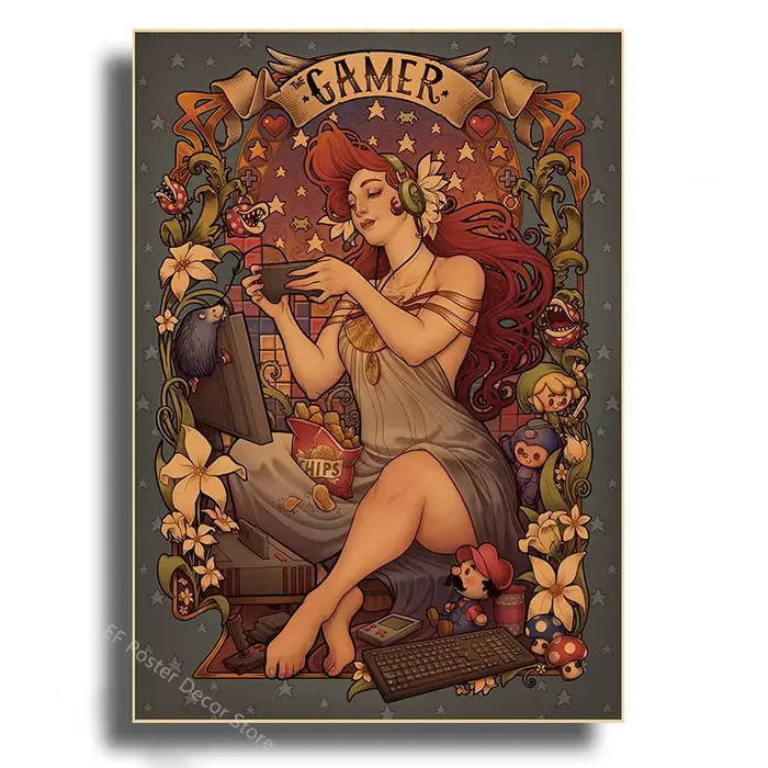 Affiches Vintage pour fille et femme, affiche d'art Nouveau, décor de Bar, salle de maison, peinture