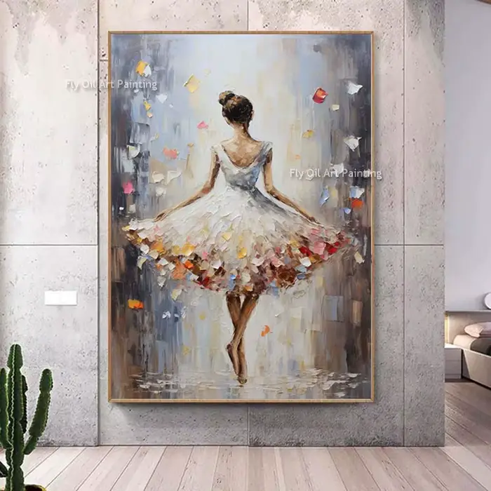 Peinture à l'huile sur toile de Ballet dansant de fille