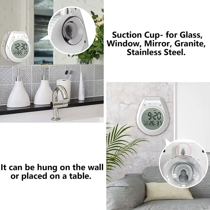 Horloge de douche numérique étanche