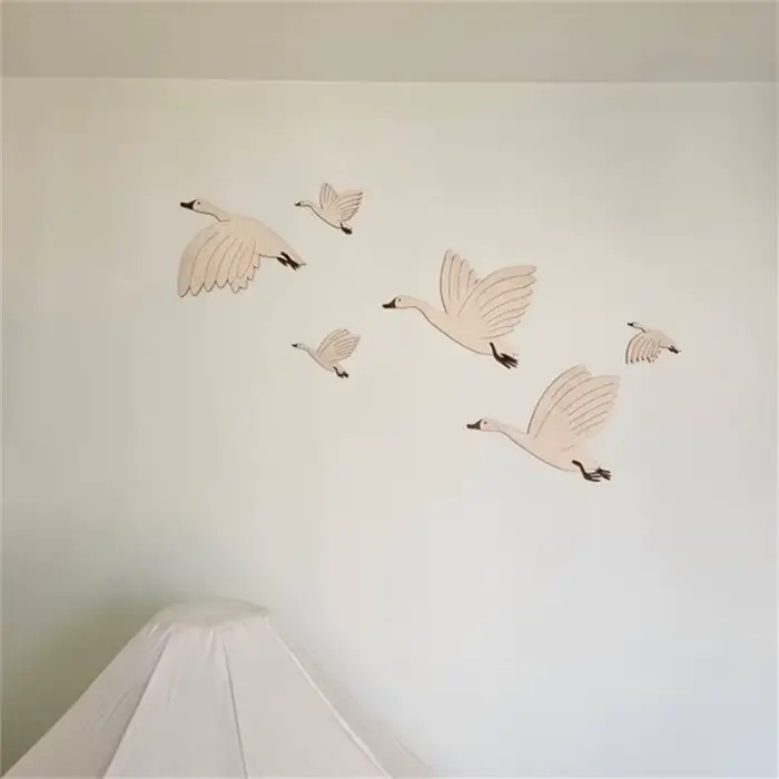 6 pièces/ensemble Ins groupe de bois d'oie volante Niche murale peut être collée dans le mur pour couvrir la la