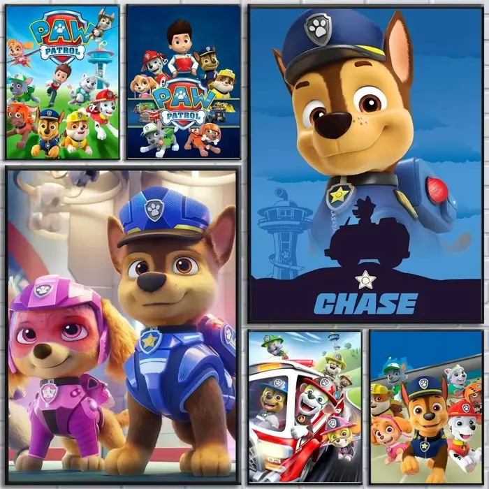 Affiches autocollantes en papier imprimé de dessins animés P-Pawed D-Dog Patrolling