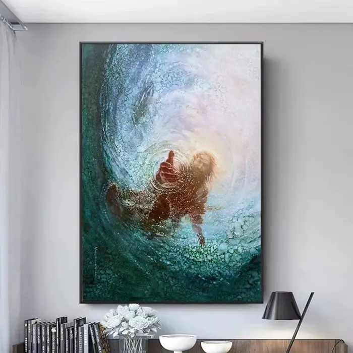 Toile peinture jésus la main de dieu affiches chrétien