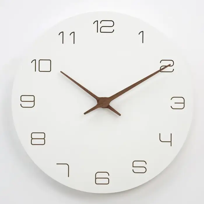 Horloge murale en bois à motif blanc Simple et moderne