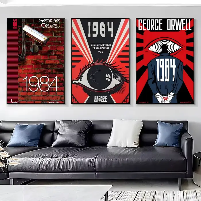 1984 G-George O-Orwell affiche HD autocollants muraux auto-adhésifs peinture murale | décalcomanies pour chambre et salon | cadeau de décoration intérieure