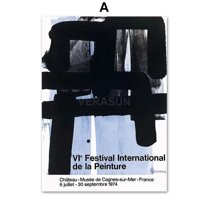 Affiches et impressions d'art mural bleu, peinture sur toile, image pour décor de salon, Soulages Le
