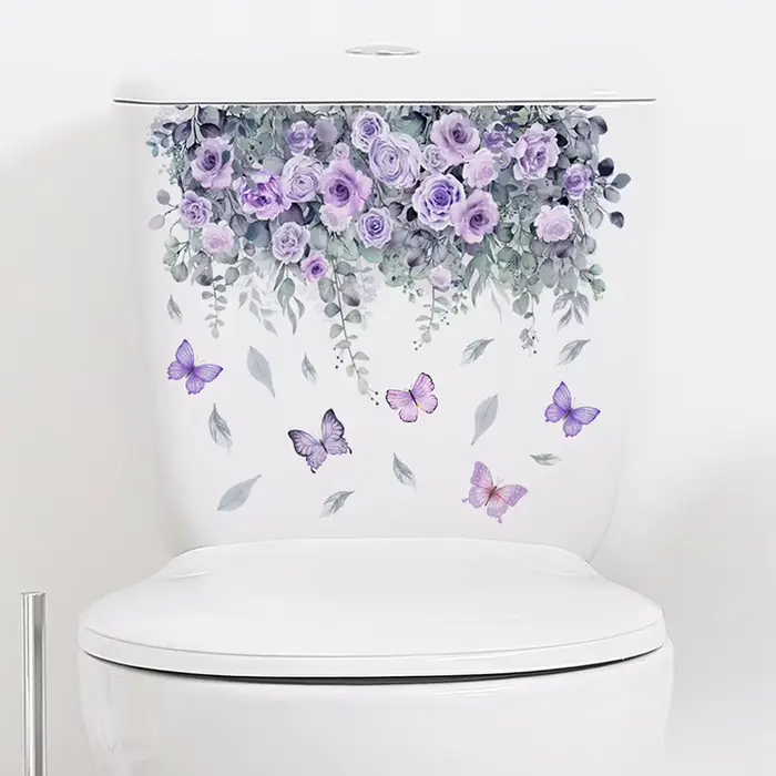 Autocollant mural plante fleur papillon