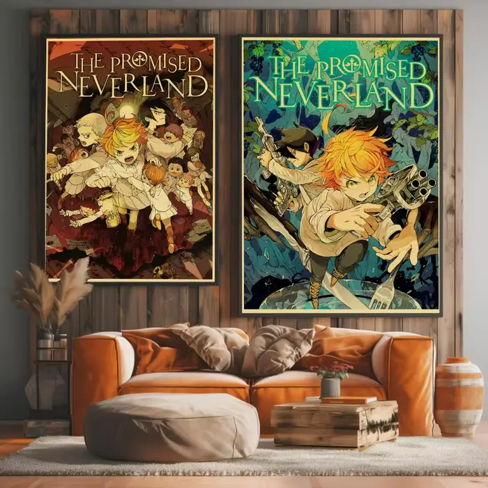 Anime P-Promised Neverlands peinture calligraphie toile de coton de haute qualité affiche Art mural pour salon décor de maison moderne
