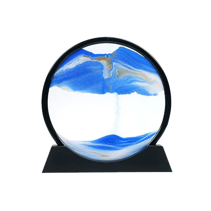 Bureau décor à la maison 3D extrait sablier sables mobiles sable Art photo verre rond mer profonde p