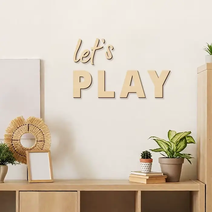 Let's Play – panneau mural en bois