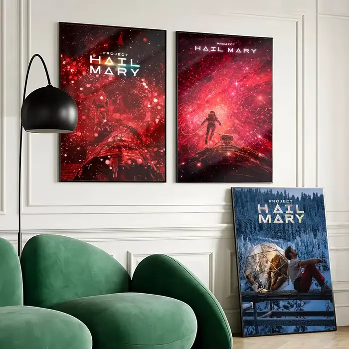 P-Project Hail Mary 2026 Affiche de film autocollante imperméable pour décoration murale de bar à domicile