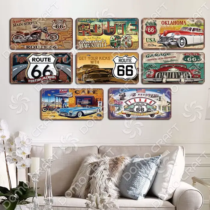 Planner Route 66 Metal Plate for Garage Bar