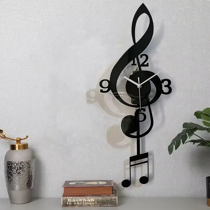 Mode créative symboles de musique salon balançoire horloge murale décoration de la maison