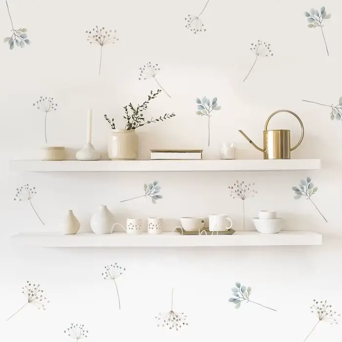 Dessin animé aquarelle plantes florales autocollant mural vinyle amovible bricolage décalcomanies