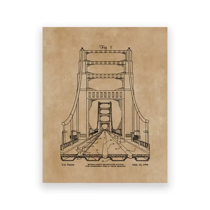 Affiches de brevet de pont, Architecture, impression d'art mural, architecte d'ingénierie, cadeau de