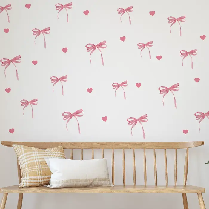 Autocollant mural créatif avec nœud rose