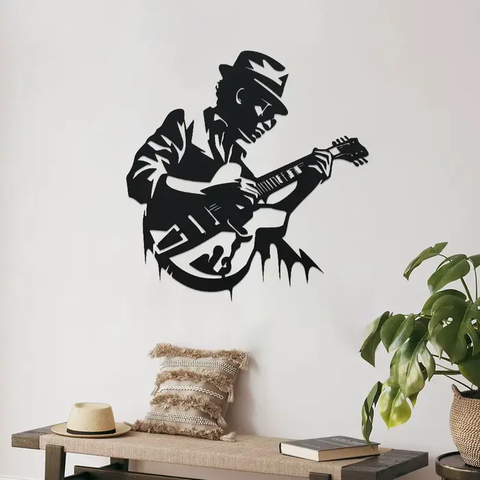Décoration murale en métal pour guitariste