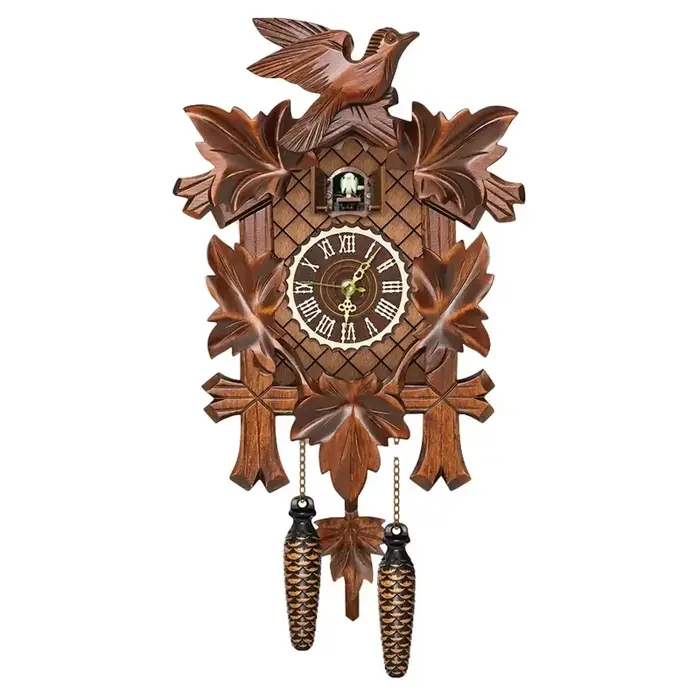 Grande horloge coucou en bois faite à la main