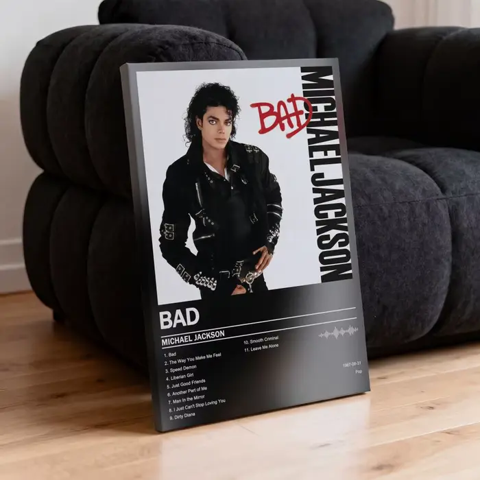 Peinture Calligraphique Michael Jackson Thriller avec Cadre Intérieur, Art de Couverture d'Album, Dé