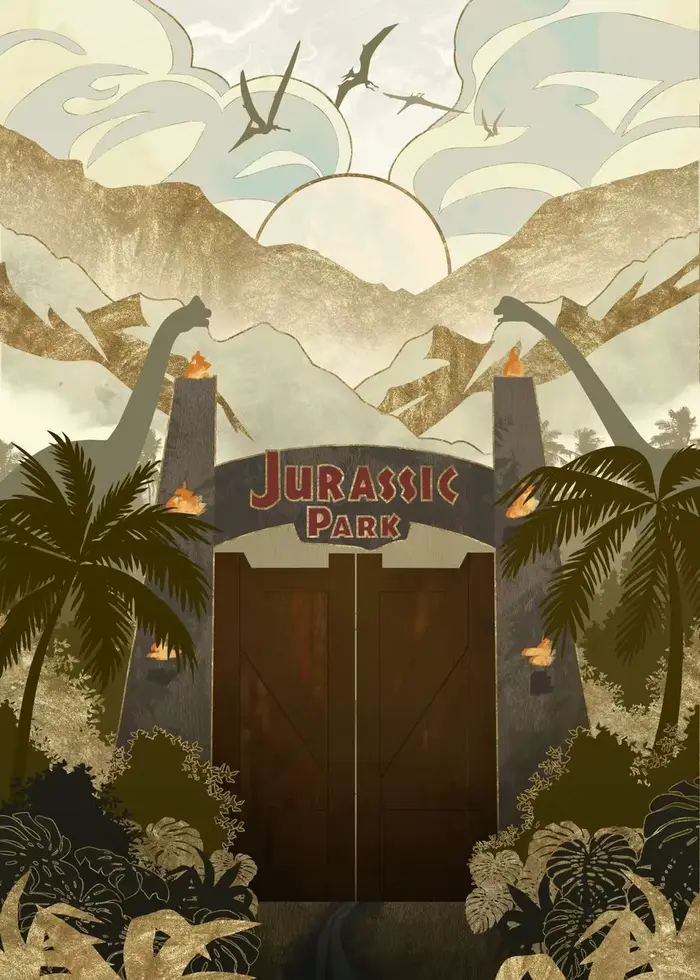 Affiche de film du monde des dinosaures du Jurassic Park, Illustrations rétro, peinture sur toile im