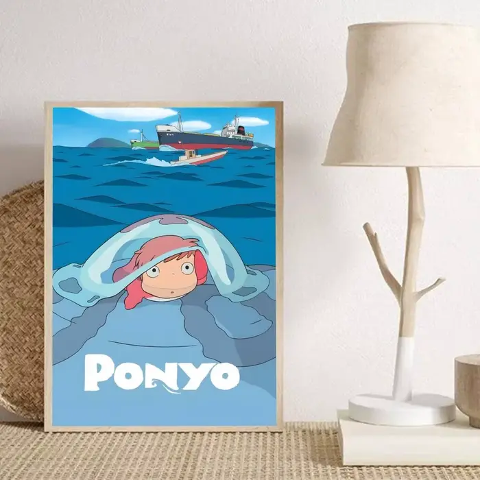 Affiches classiques de dessins animés P-Ponyo, impression HD, décoration murale Vintage pour la mais