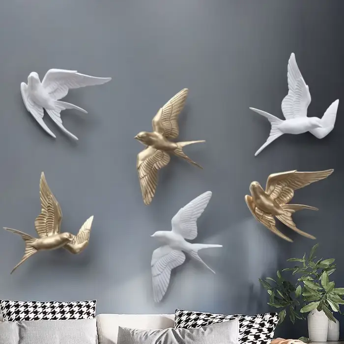 Décoration murale créative d'oiseau 3D