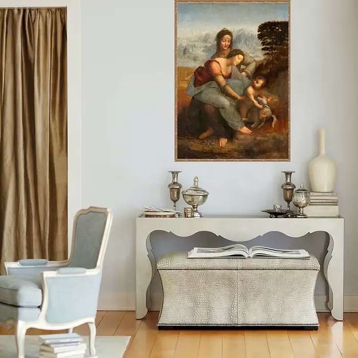 Leonardo Da Vinci la vierge et l'enfant avec St Anne affiches imprime pour salon mur Art décoration de la maison toile peinture à l'huile