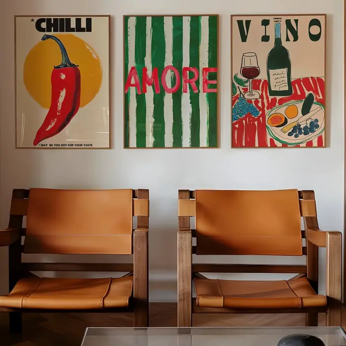 Amore vert rayé toile impression Vino verre à vin et poivre mur Art affiche moderne salon chambre cuisine décor à la maison cadeaux