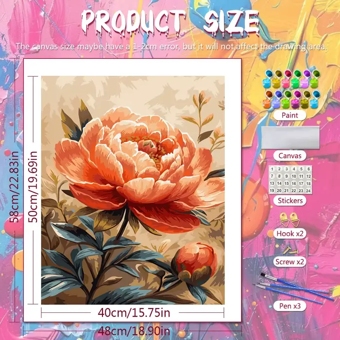 Peinture par numéros, tableaux décoratifs, peinture sur toile de pivoine en fleurs, pour adultes, coloriage par numéros, cadeau DIY