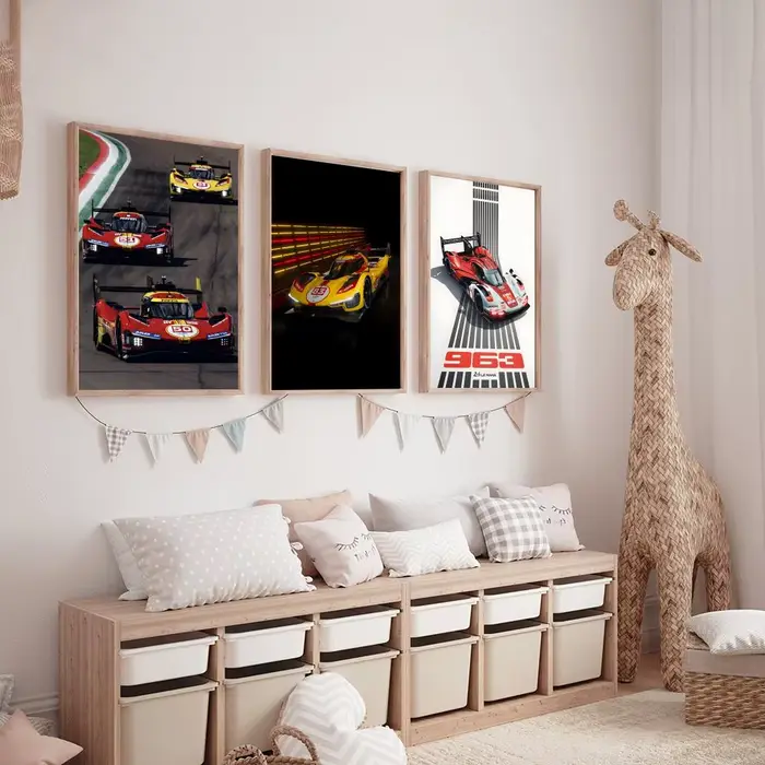 Le Mans rouge 499P supercar peinture calligraphie HD toile affiche salon chambre bar décoration esthétique