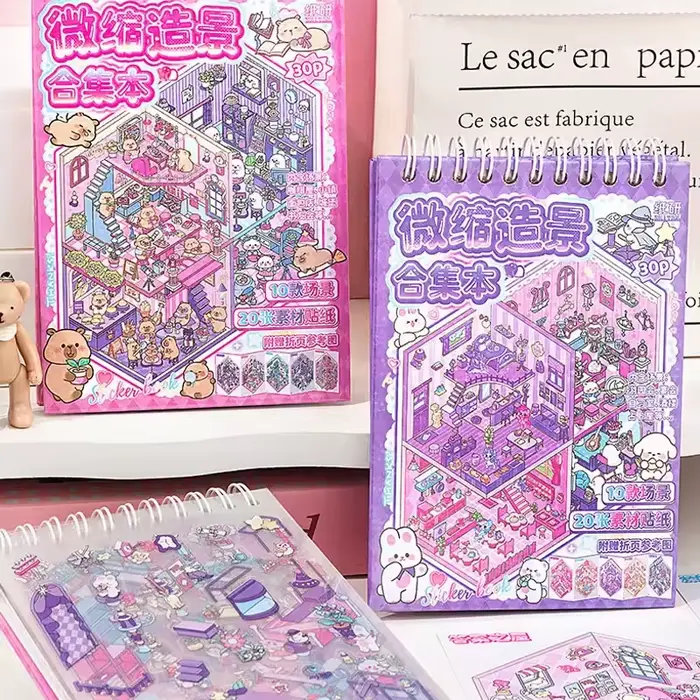 Mr.Paper 30 pièces autocollants de scène miniatures 3D