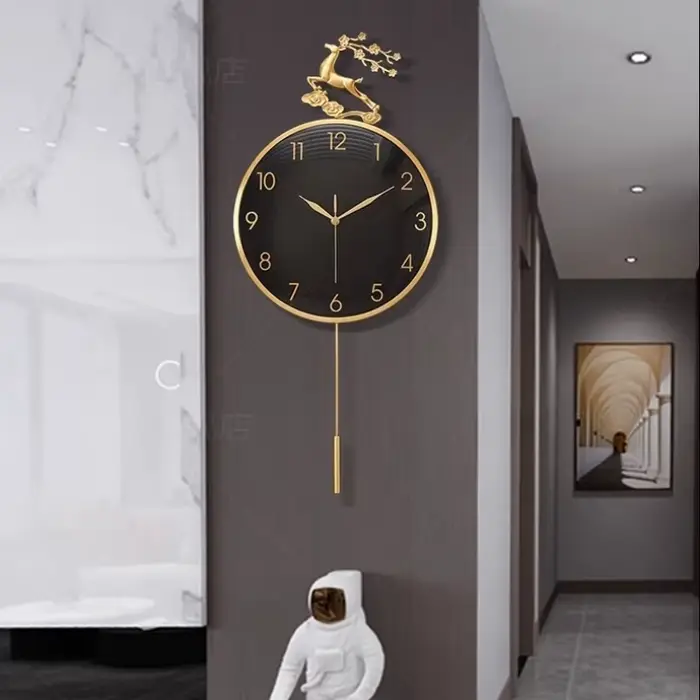 Horloge murale De salon industrielle ronde esthétique moderne minimaliste