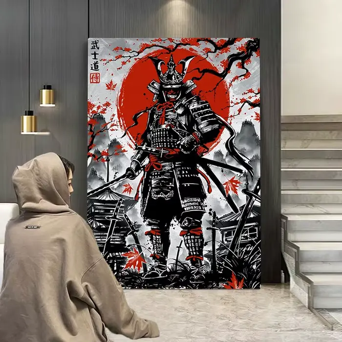 Peinture à l'encre japonaise Duel samouraï