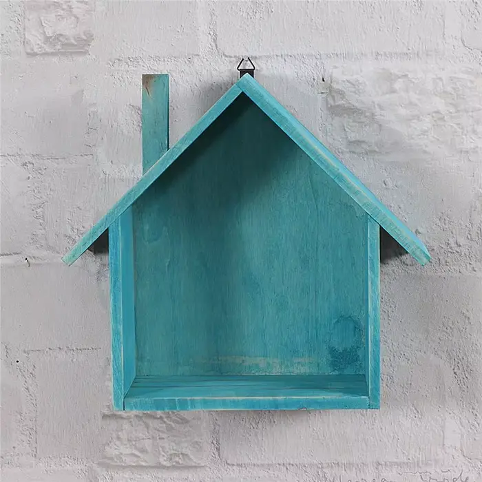 Étagères murales créatives en bois rétro colorées en forme de maison pour chambre d'enfant, décorati