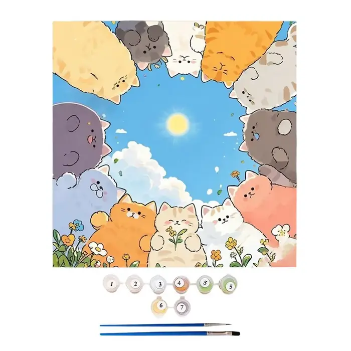 Peinture à l'huile numérique, chat peint à la main sur toile, dessin de chaton par numéros, kit DIY 