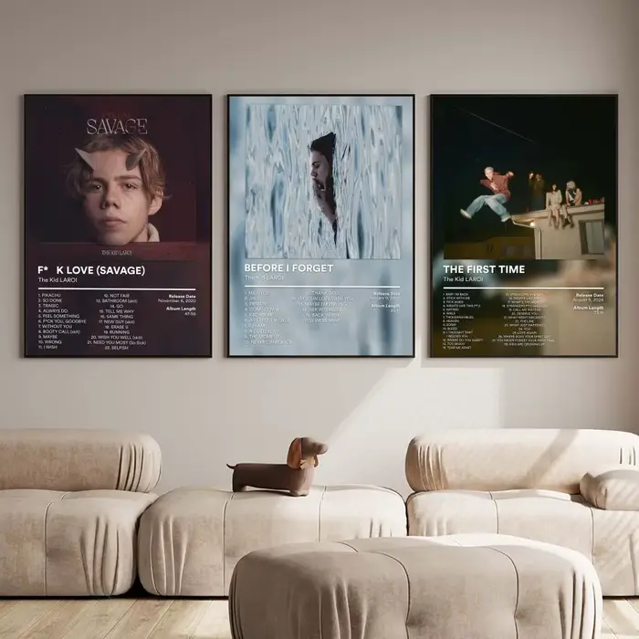 Singrer T-The Kid LAROI - Peinture d'album musical, calligraphie, art mural esthétique moderne, impression tendance pour chambre à coucher, décoration intérieure, cadeau