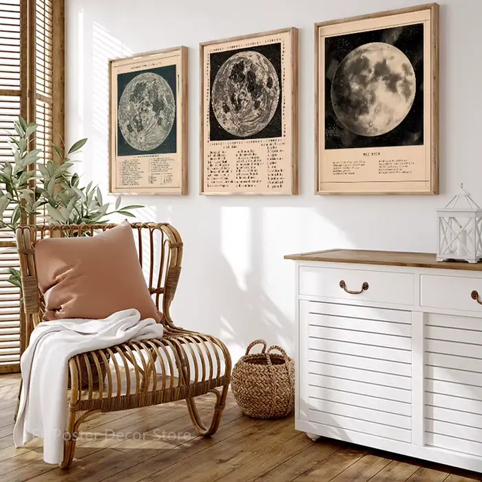 Affiches de carte de lune vintage