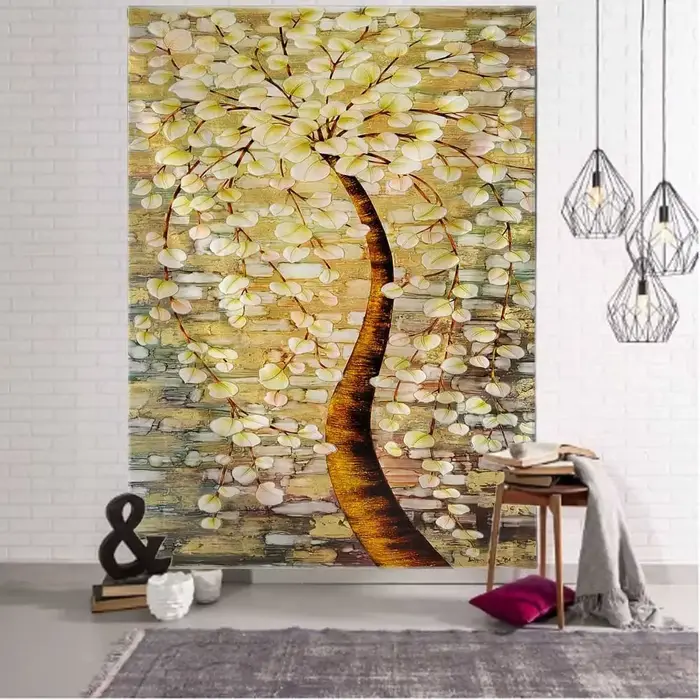 Salon chambre décoration murale Vintage peinture à l'huile tapisserie plante fleur tenture murale Hi