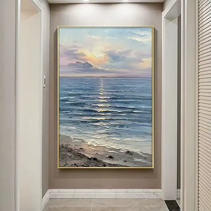 Toile de mur de peinture à l'huile de paysage de vague de mer naturelle