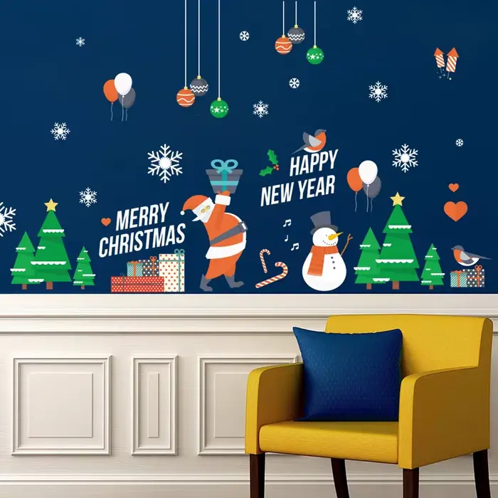 Autocollants muraux Joyeux Noël/Chaudes fêtes du Nouvel An