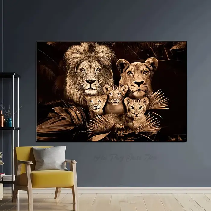 Affiche d'animaux de la famille de Lion