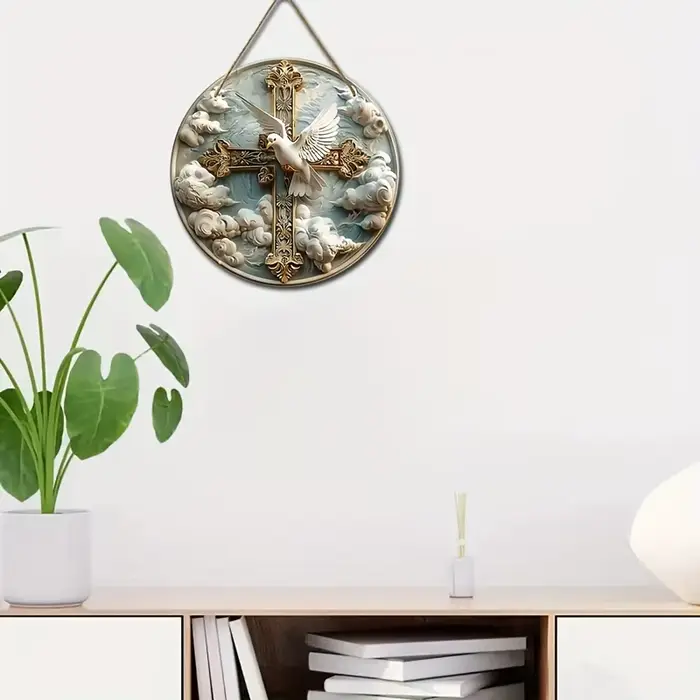 Panneau décoratif mural avec croix chrétienne contemporaine