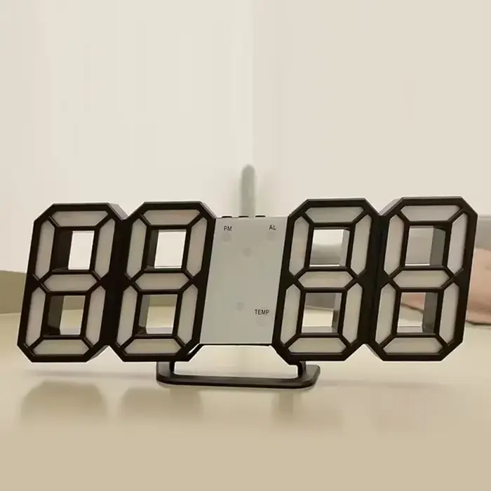 Table 3D LED réveil Date/température pour la maison cuisine bureaux horloge décoration jardin horloges