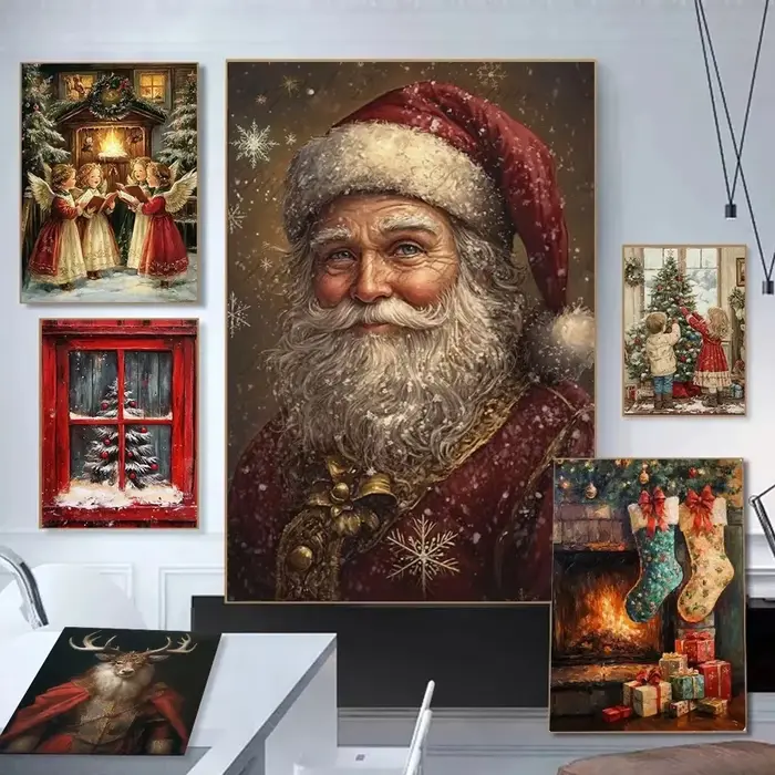 Affiche de noël Vintage imprimée pour salon